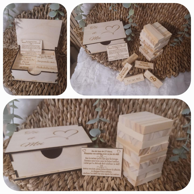 🔥 Tour Infernale en bois – Version Adulte avec défis gravés 🔥