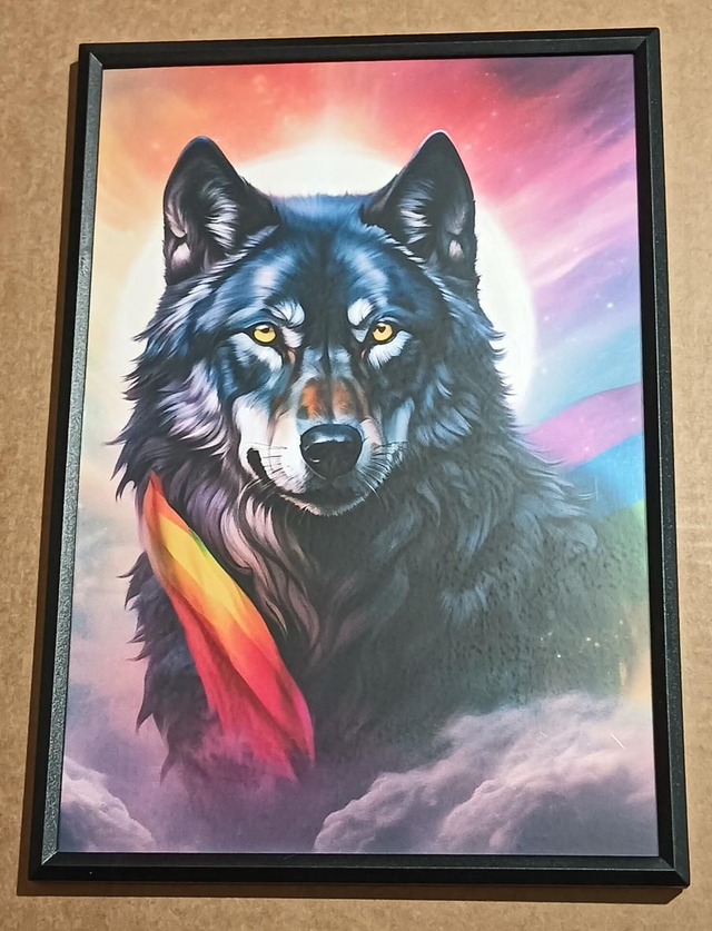 Custom A4 Rainbow Wolf Picture 