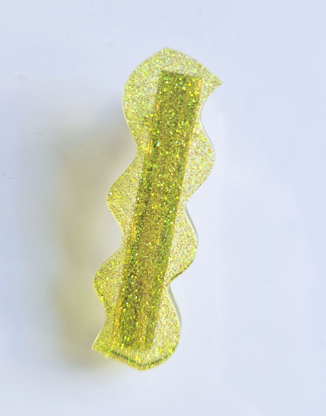 BARRETTE JAUNE FLUO PAILLETTE