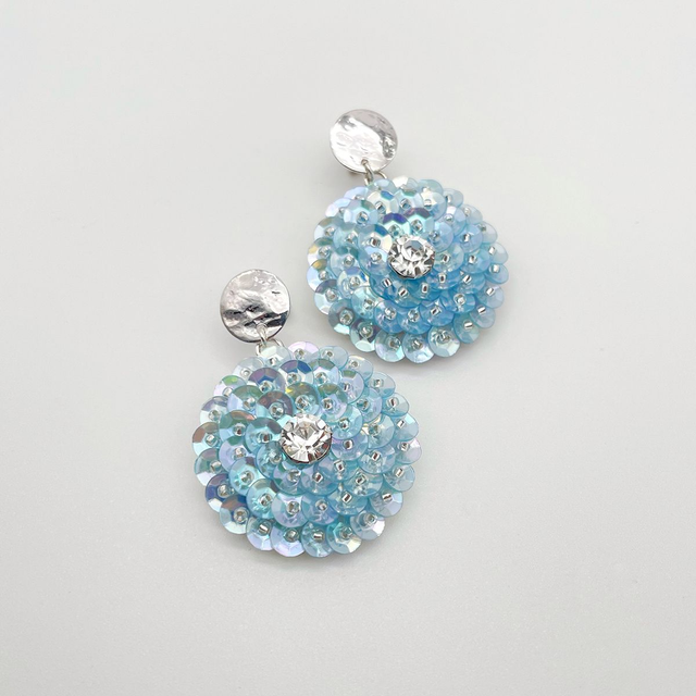 Boucles d’oreilles (clous) ZINNIA - BLEU CÉLESTE Ø30mm