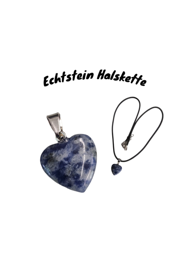 Naturstein-Halskette Herz Blau Sodalith