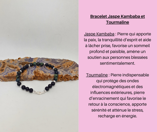 41- Bracelet Jaspe Kambaba et Tourmaline