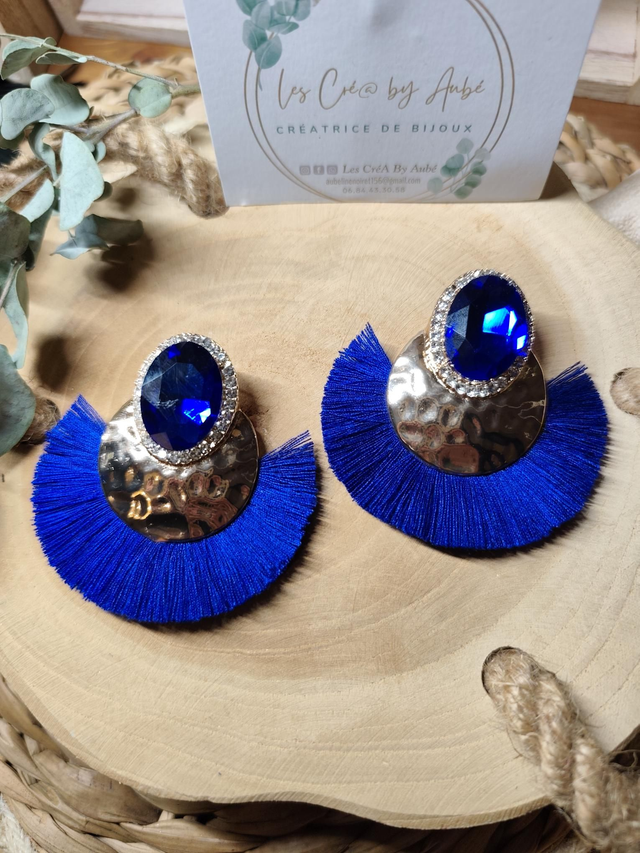 BO BIG BOHEME DIAM'S / GOLD/ POMPONS BLEU ROI 0001311