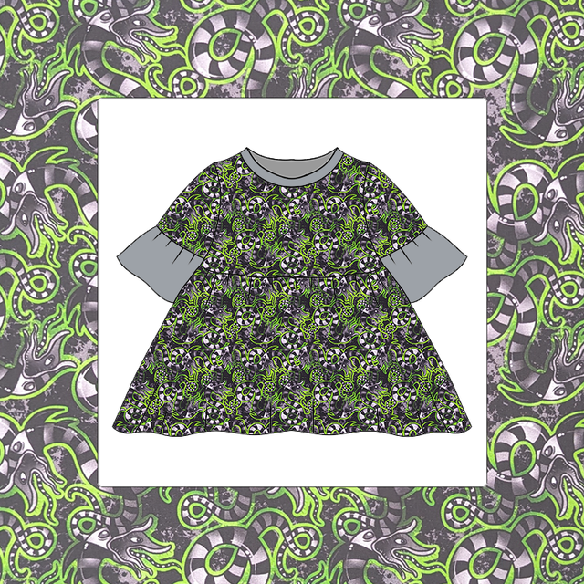 BeetleJuice Sandworm Bell Sleeve Dress