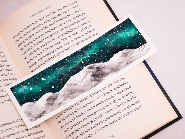 GÓRY zakładka do książki, ręcznie malowana akwarela