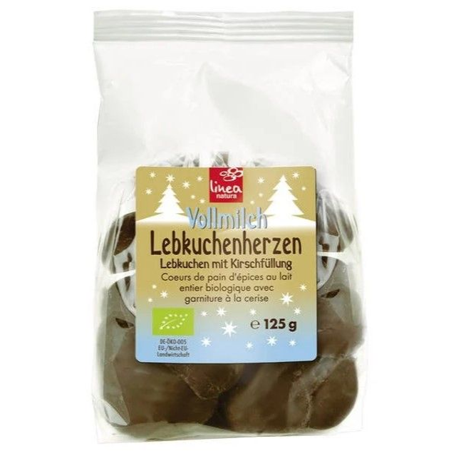 Linea Lebkuchenherzen mit Kirschfüllung Vollmilch, 125g Packung