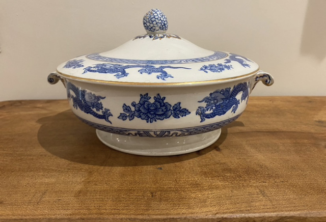 Vintage dragon print tureen 