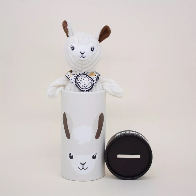 Peluche toute douce bébé enfant- Boite cadeau tirelire- Petit Simply Muchachos le lama