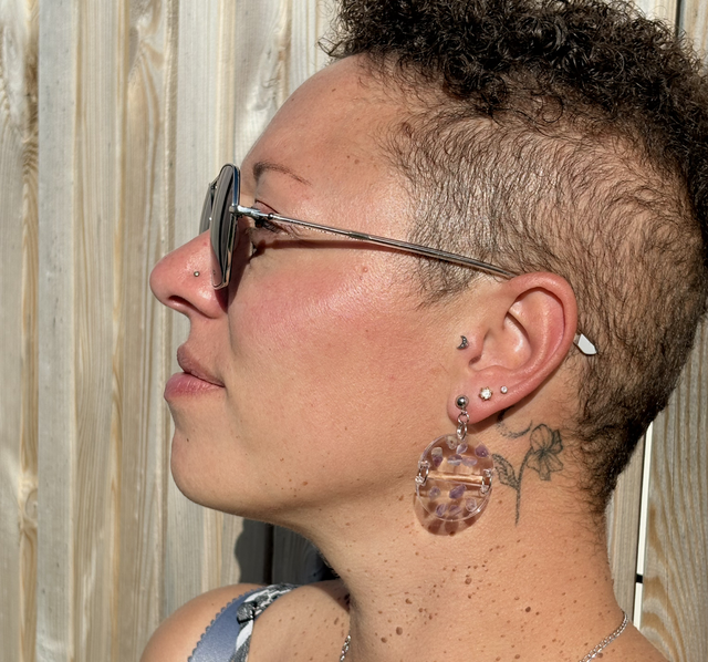 Boucles d’oreilles résine et améthyste