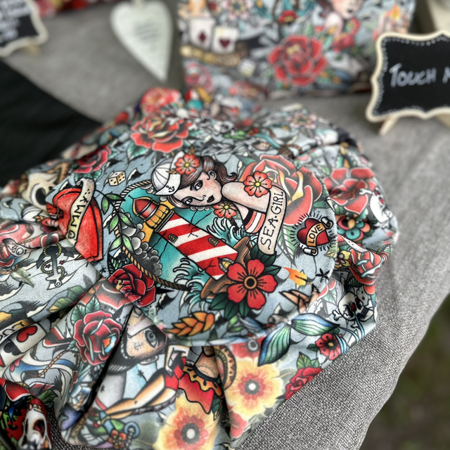 Handmade "Sea girl" folding make up bag