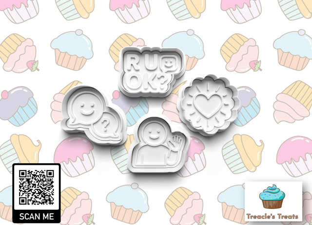 R U OK Theme Fondant/cookie stamps with cutters