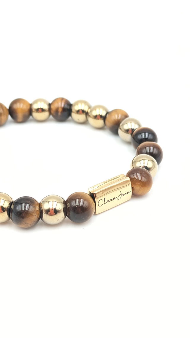 Bracelet Clara Joia Oeil de Tigre Acier Doré