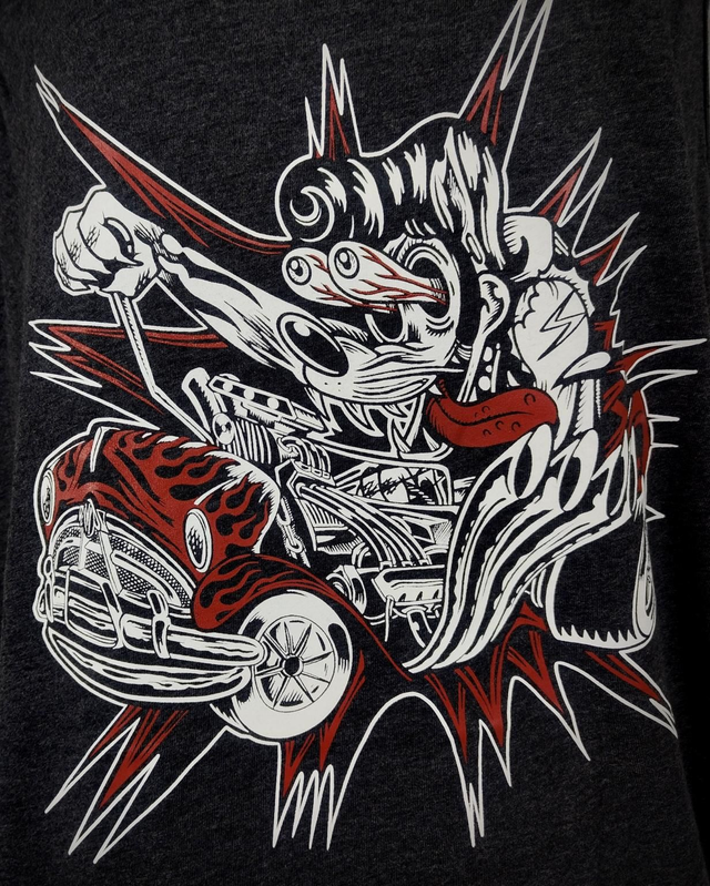 T-shirt Tank "Hot Rod Lupo" Gris asphalte