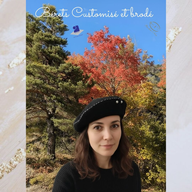 Béret en Feutre de Prestige – Broderie d'Art Faite Main – Élégance Française