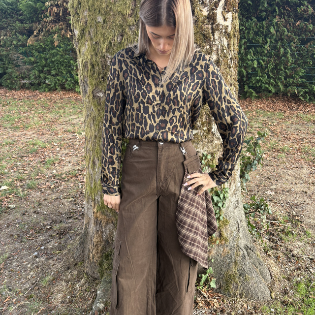 Pantalon large cargo KÉZY – Chocolat