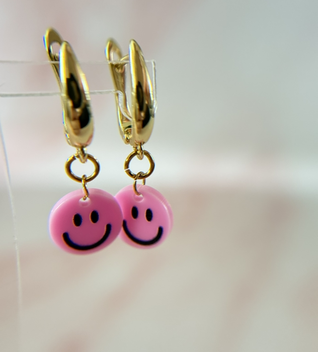 Oorbellen Happy Face Pink