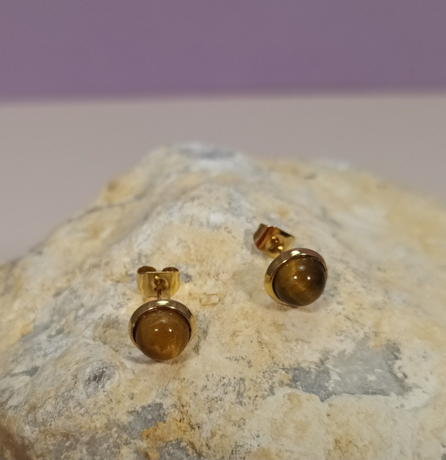 Clous d&#039;oreilles en oeil de tigre