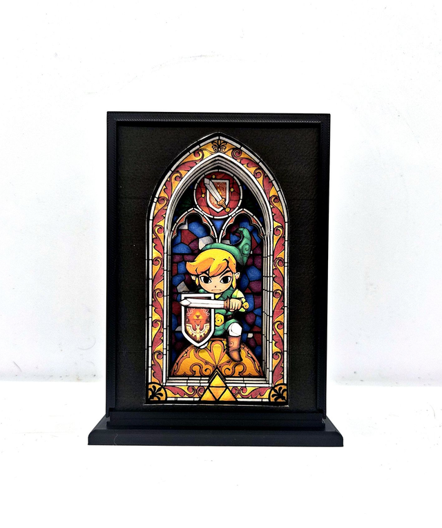 Vitrail 3D dans son support - Zelda - Link 