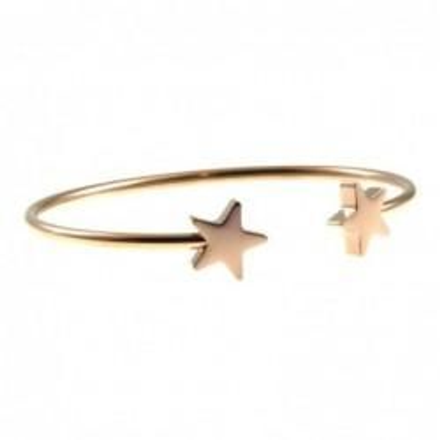 Bracciale donna rigido in acciaio rosato con stelle