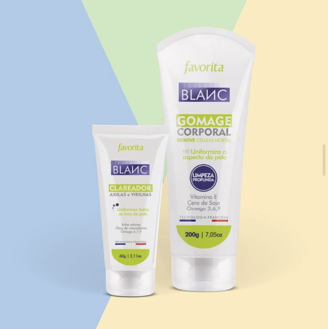 Kit linha Blanc da Favorita: Gomage Corporal e Clareador Axilas e Virilhas
