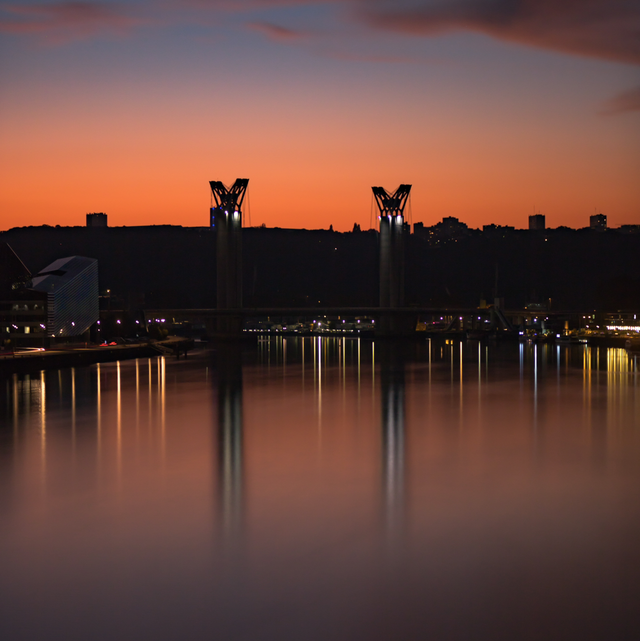 Pont Flaubert au coucher du soleil - Rouen