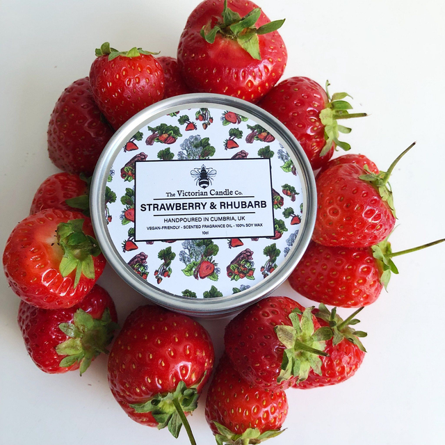 Strawberry &amp; Rhubarb - Scented Candle - 100ml Tin