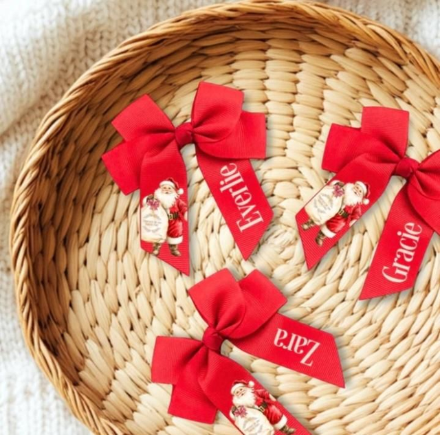 Personalised Christmas hair bows