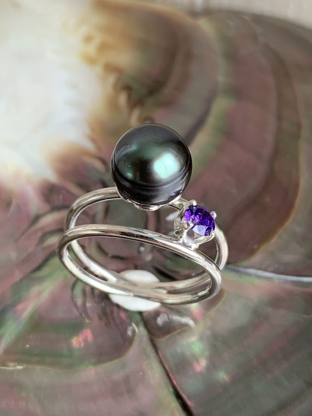 Maeva - Bague en argent 925 et véritable Perle de culture de Tahiti