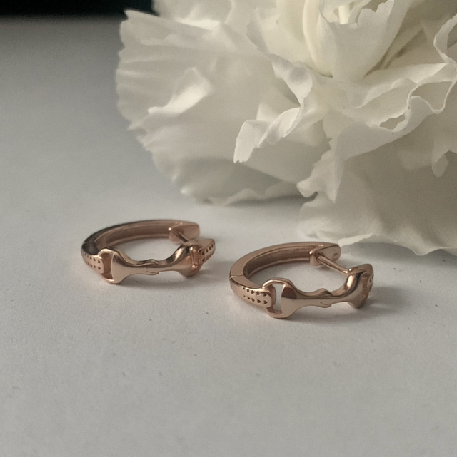 Snaffle Bit Huggie Earrings for Women (Rose Gold, Silver plated, Gold Plated)