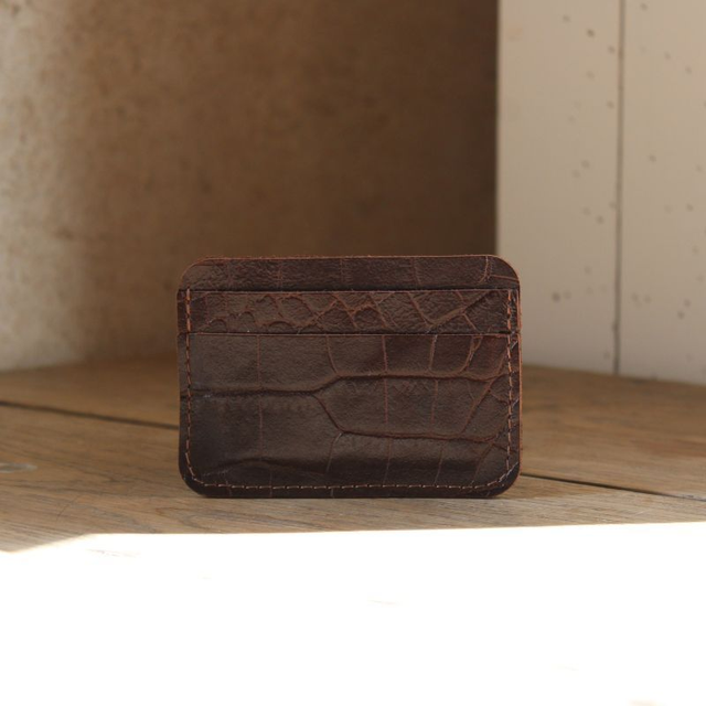 Porte-cartes en cuir de vachette – format  horizontal – fait main  