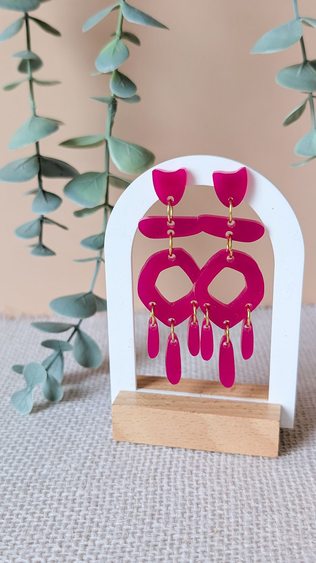 Boucles d'oreilles roses en plexi
