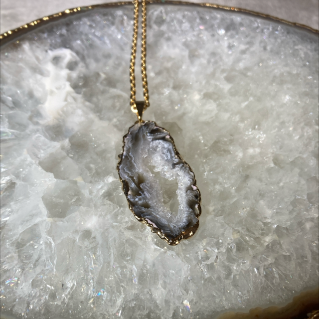 Agate slice Druzy pendant 