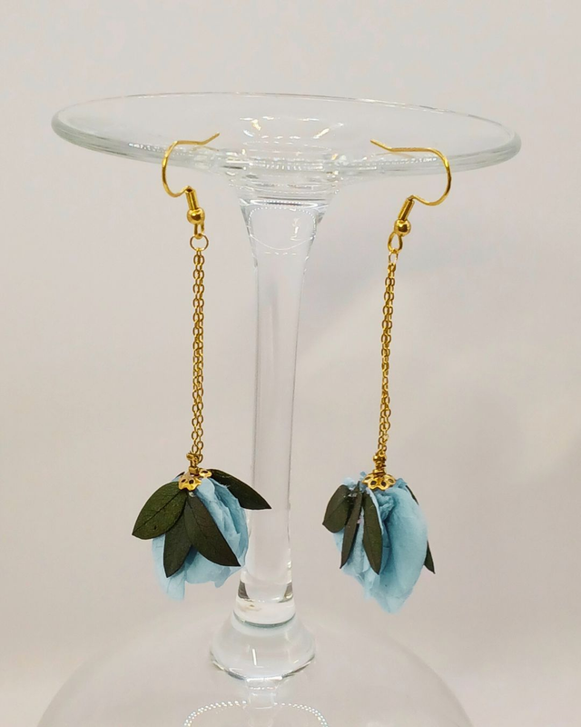 Jardin Secret- Boucles d’oreilles en acier inoxydable & fleur éternelle