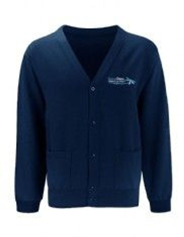 Cardigan, navy with school logo