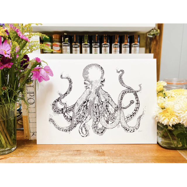 B&W A3 print - octopus