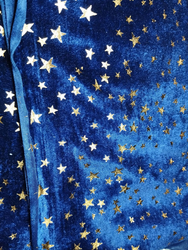 Tissu velours bleu étoile dorée pour COMMANDE 