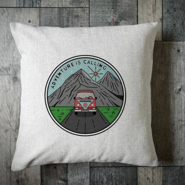Ellie Bean Prints - Adventure Is Calling Camper Van Cushion