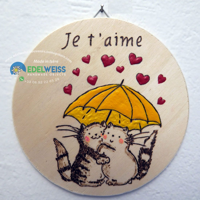 Chatons avec parapluie jaune - je t'aime