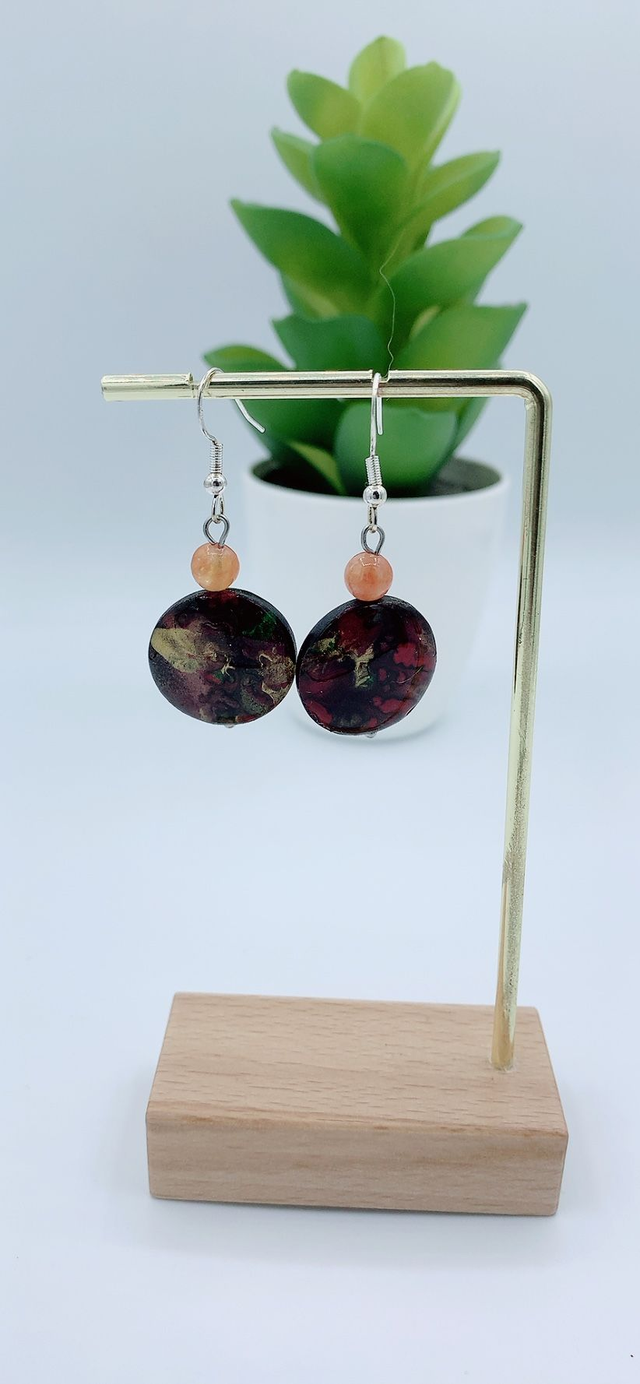 Boucles Peinte à la Main / Perles d'Agate 