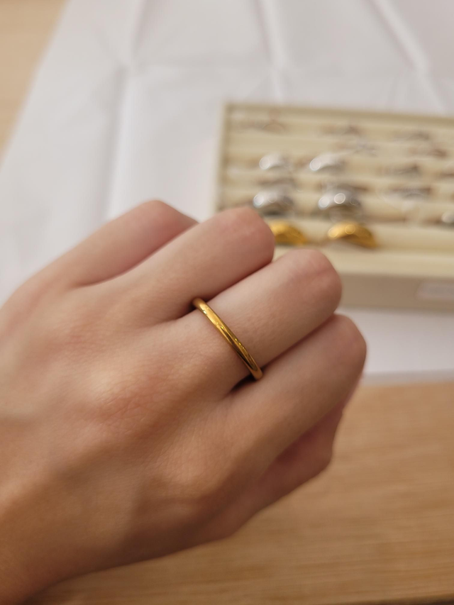 Gold stainless steel simple band ring - Size Q - SL-058