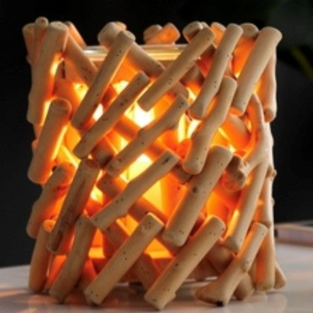 Lampe bois naturel par chaleur douce 