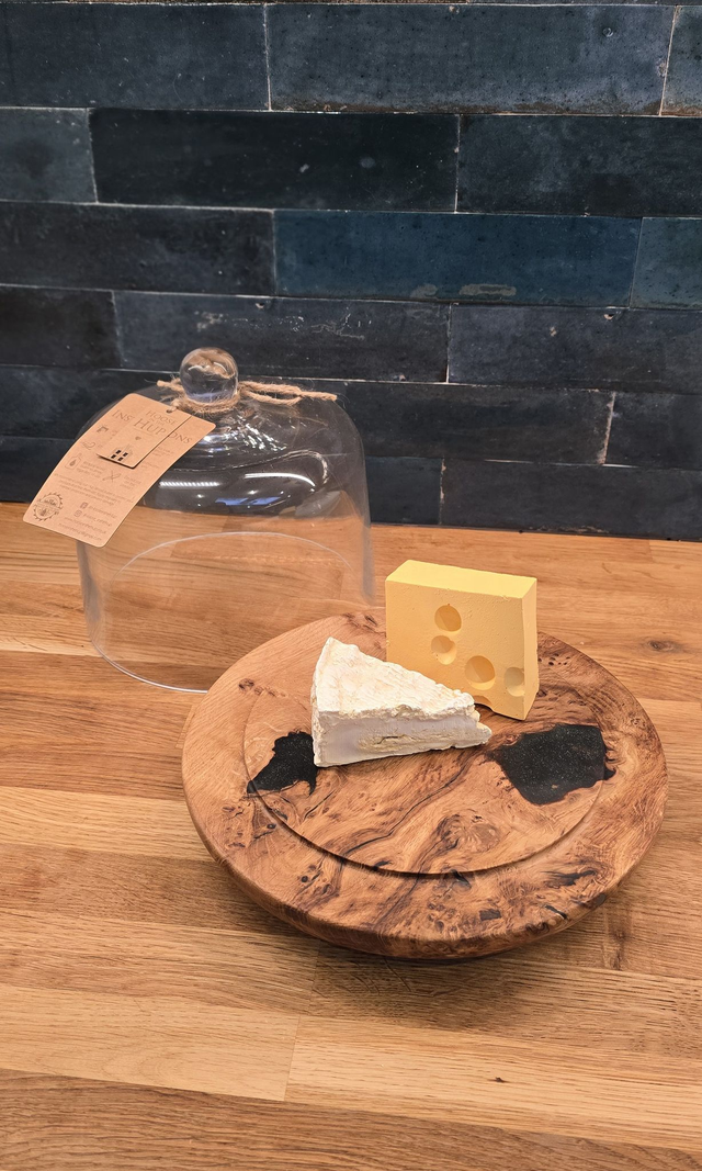 Burr Oak Galaxy Epoxy Cheese/Cake dome.