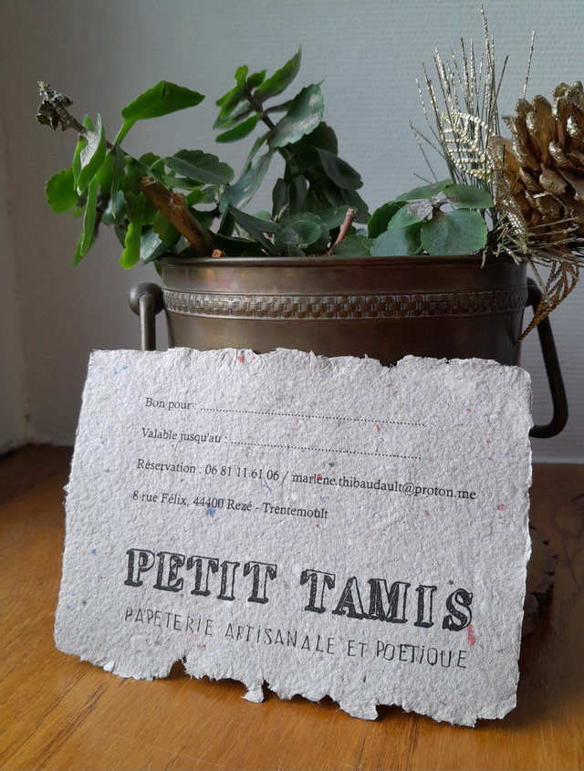 Carte cadeau atelier fabrication de papier