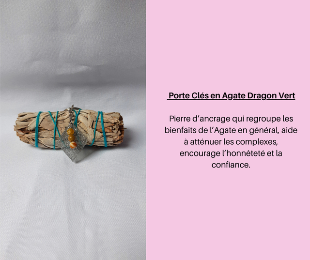 24- Porte Clés en Agate Dragon Vert