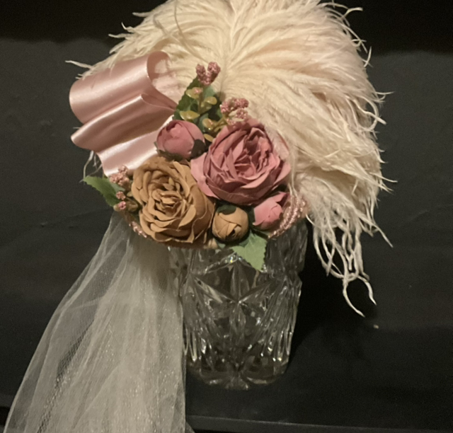 Victorian Style Hat (Beige &amp; Pink)