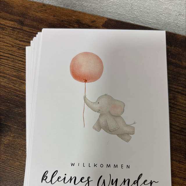 Postkarte Willkommen kleines Wunder Elefant