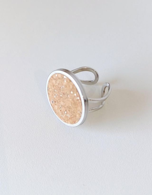 Bague liège &quot;Les Naturelles &quot; couleur argent