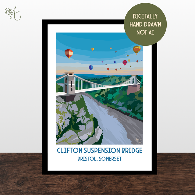 Clifton Suspension Bridge, Bristol, Travel Poster Print – Vintage Style Wall Art