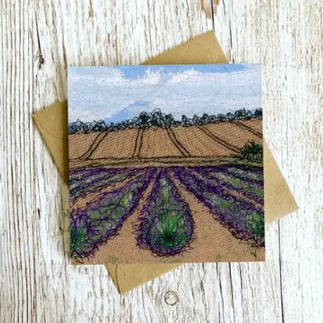 Lavender Fields Embroidery Art Card