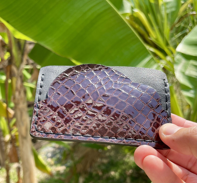 Porte-cartes Cloud noir/marron vernis